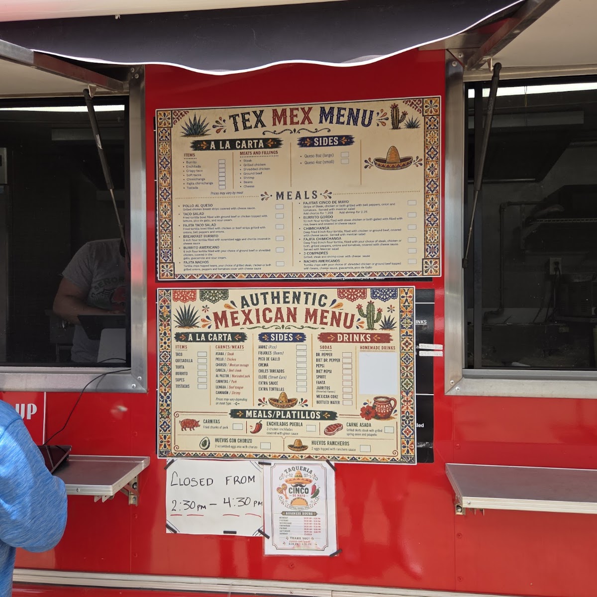 Taqueria cinco de mayo menu board