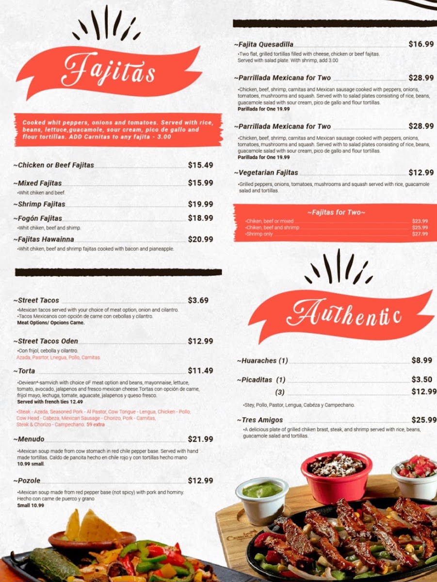 El Fogón Mexican Grill LLC menu board
