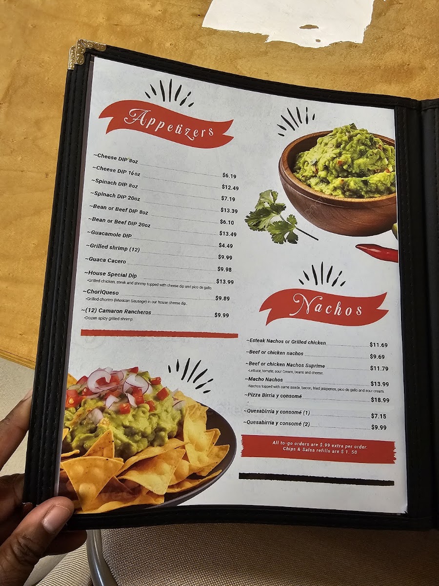 El Fogón Mexican Grill LLC menu board