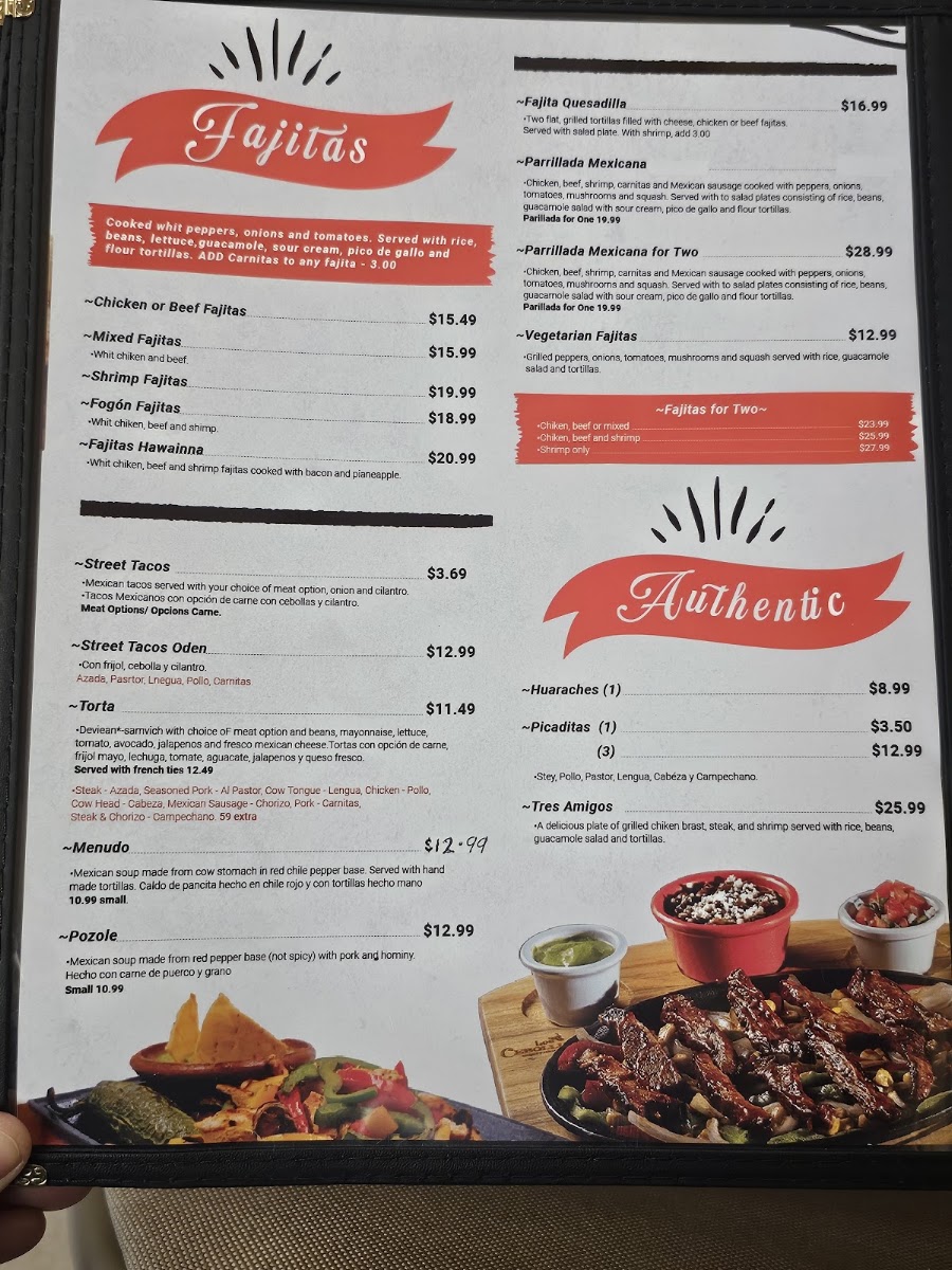 El Fogón Mexican Grill LLC menu board