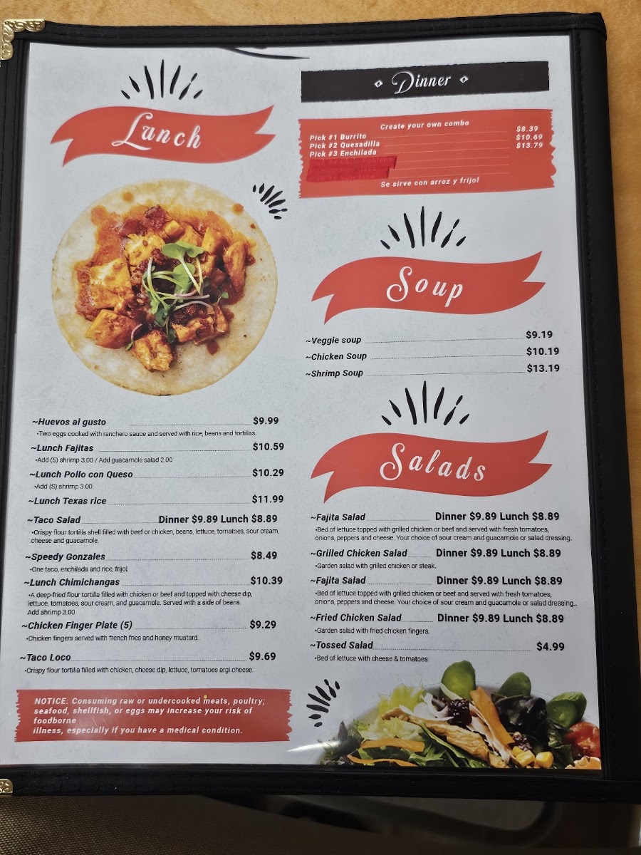 El Fogón Mexican Grill LLC menu board