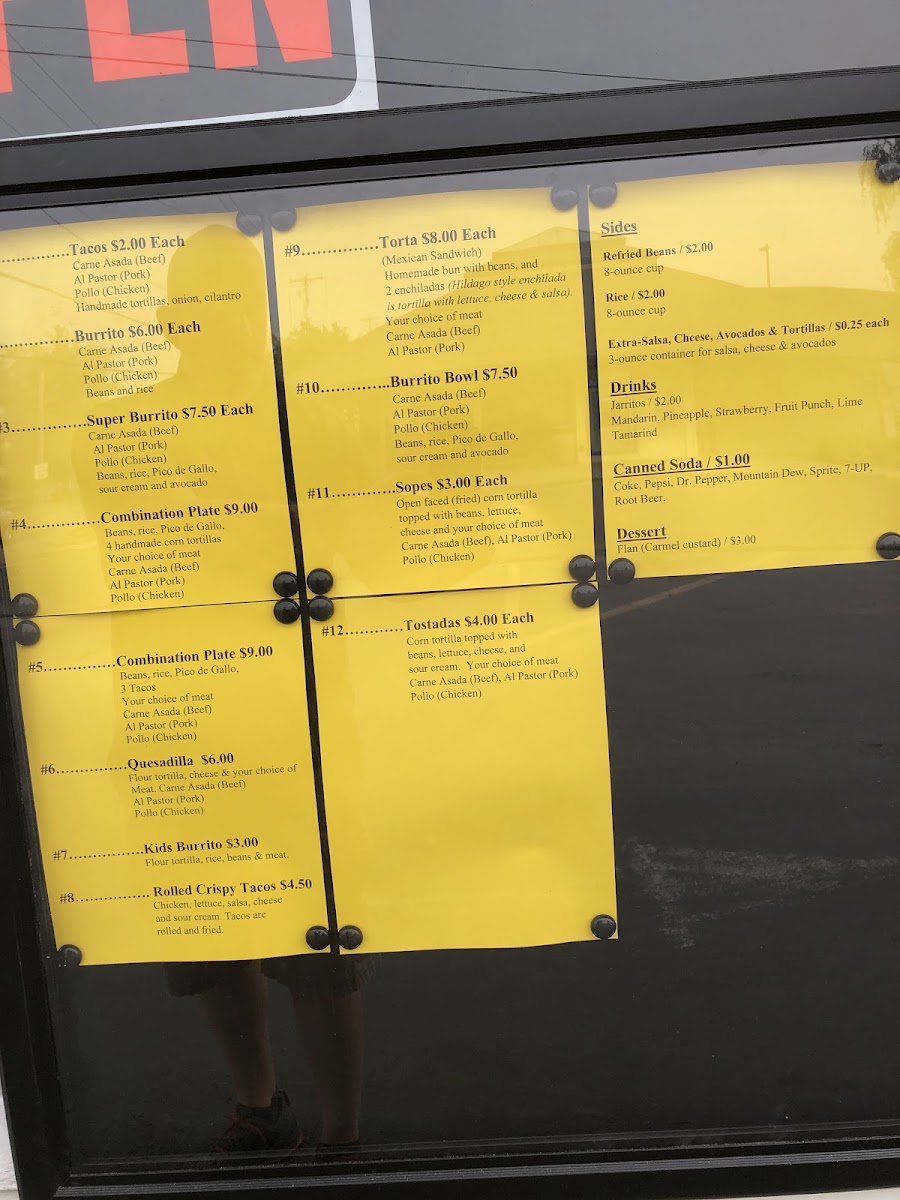 La Sabrosa Taqueria menu board