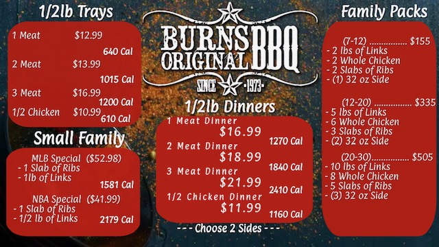 Burns Bistro menu board
