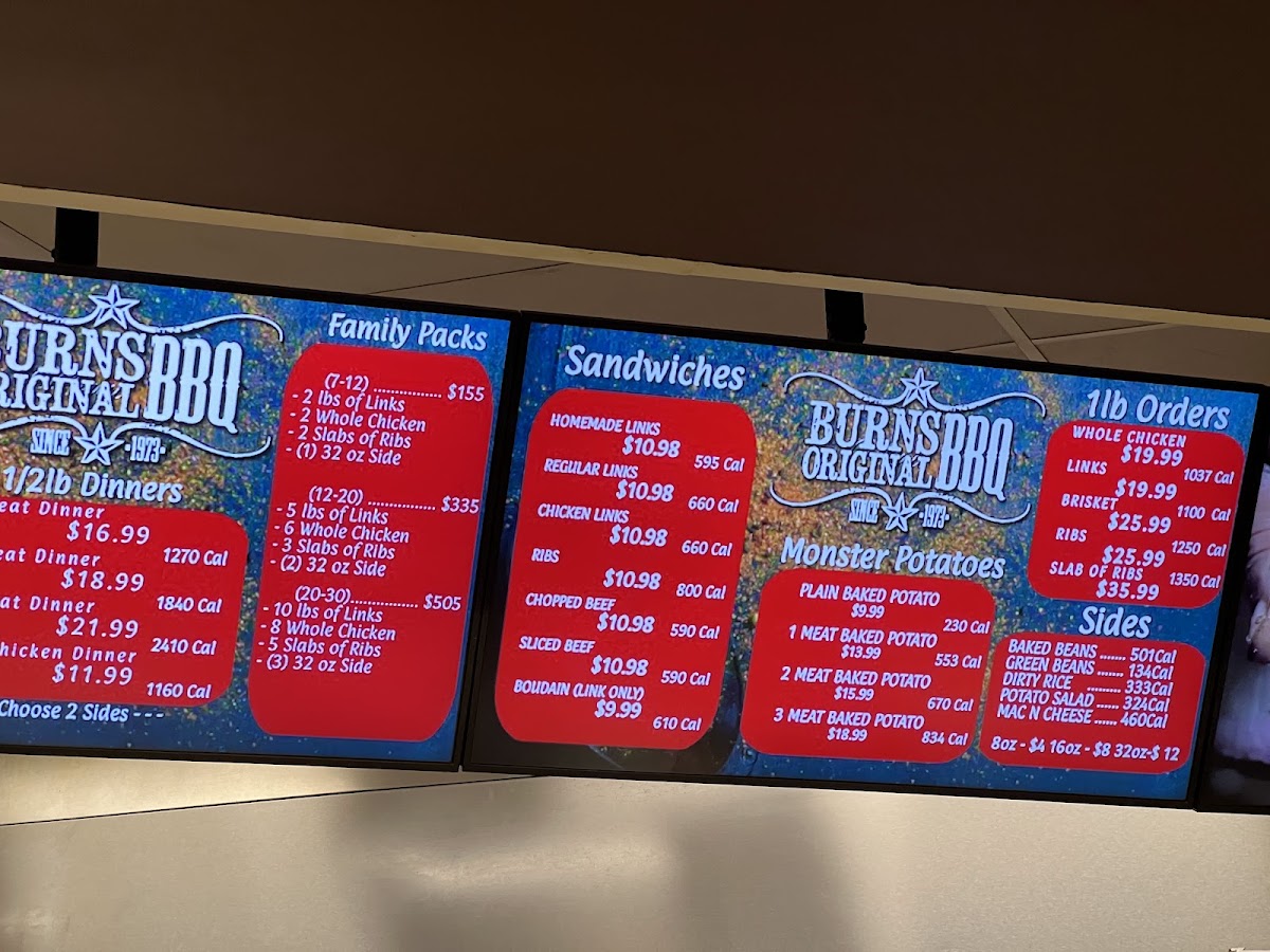 Burns Bistro menu board
