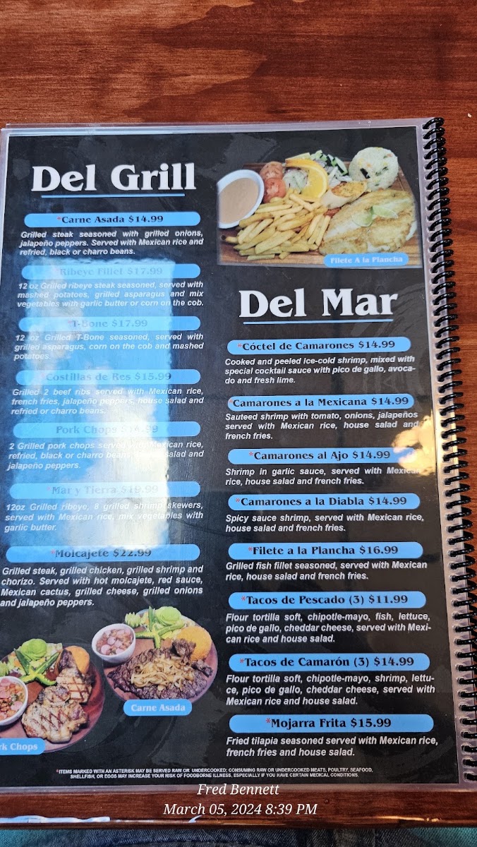 Vickos Tacos & Tequila menu board