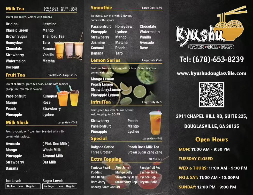 Kyushu menu board