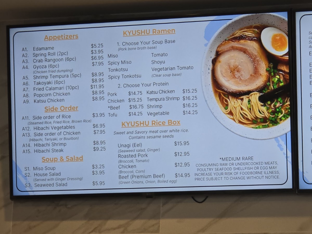 Kyushu menu board