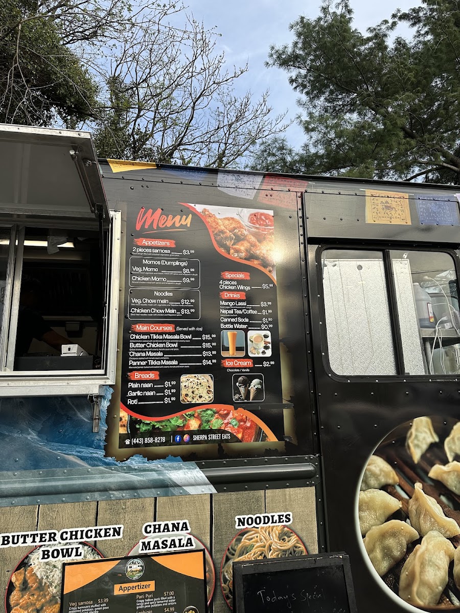 Sherpa Street Eats menu board