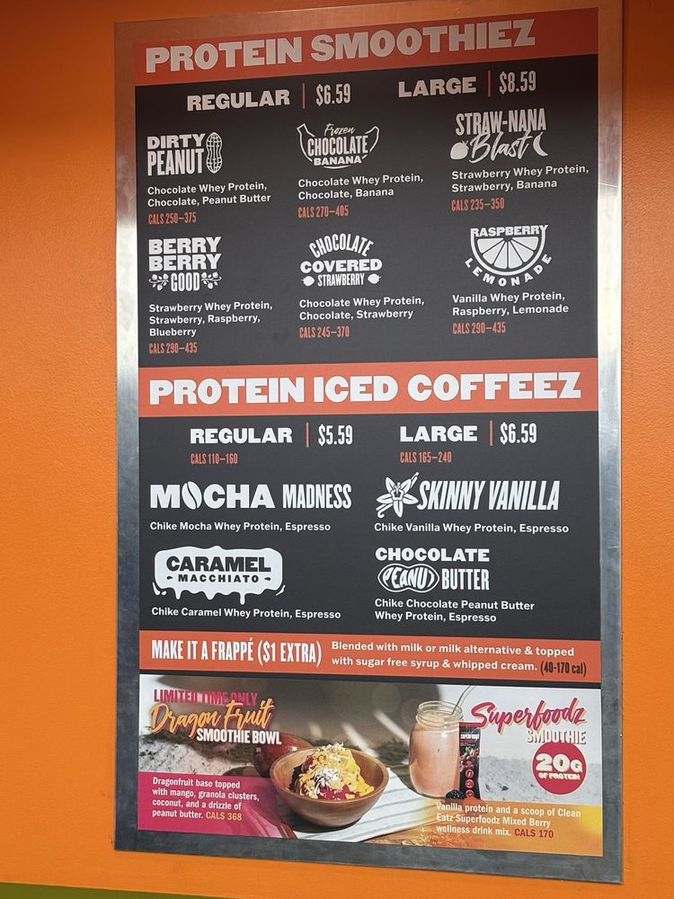 Clean Eatz menu board