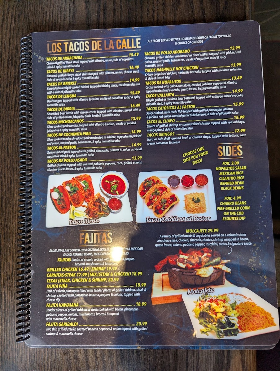 El Rey Tacos & Tequila menu board