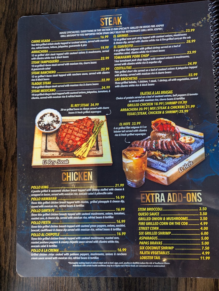 El Rey Tacos & Tequila menu board