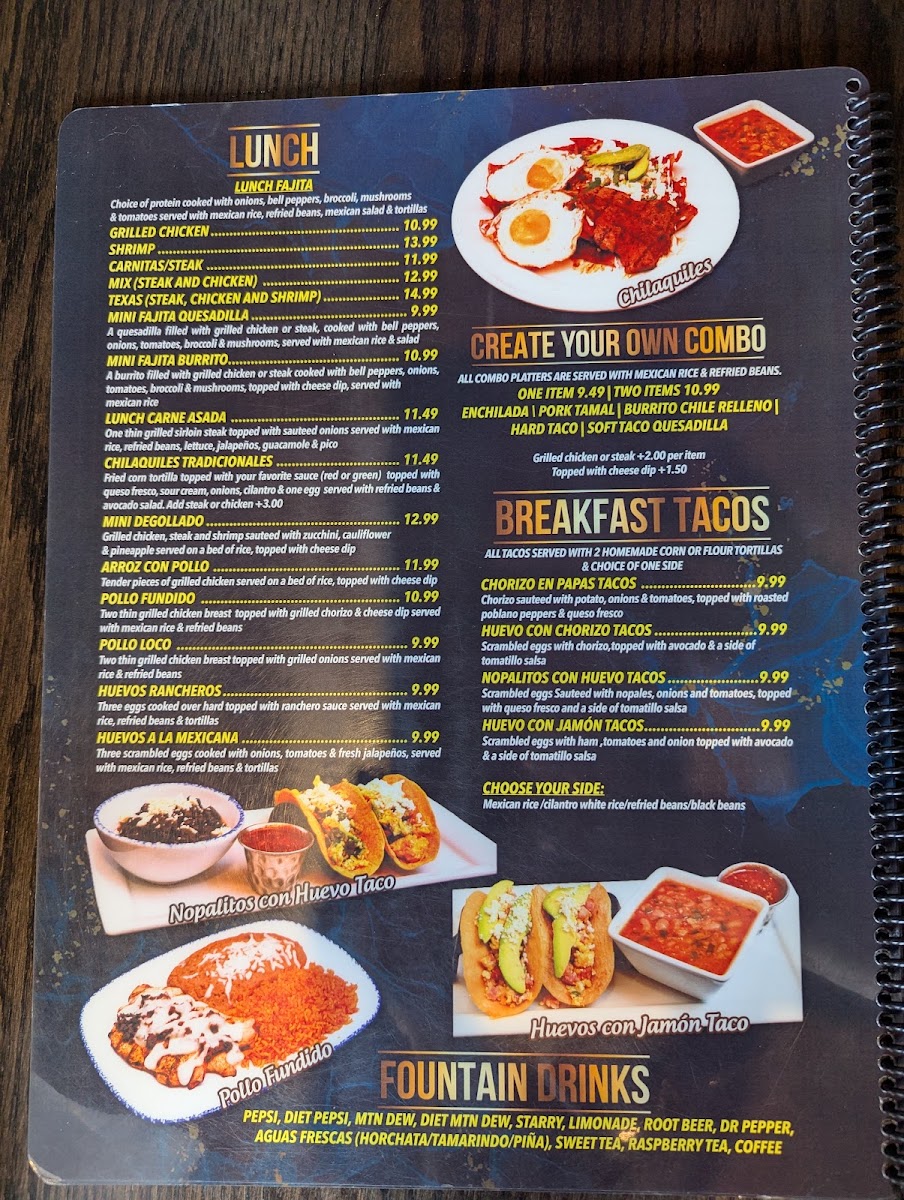 El Rey Tacos & Tequila menu board