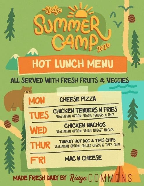 The Ridge Commons menu board