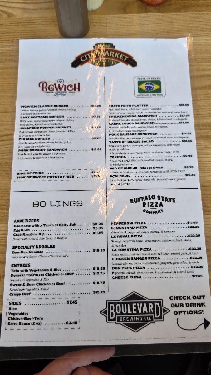 City Market Food Hall menu board