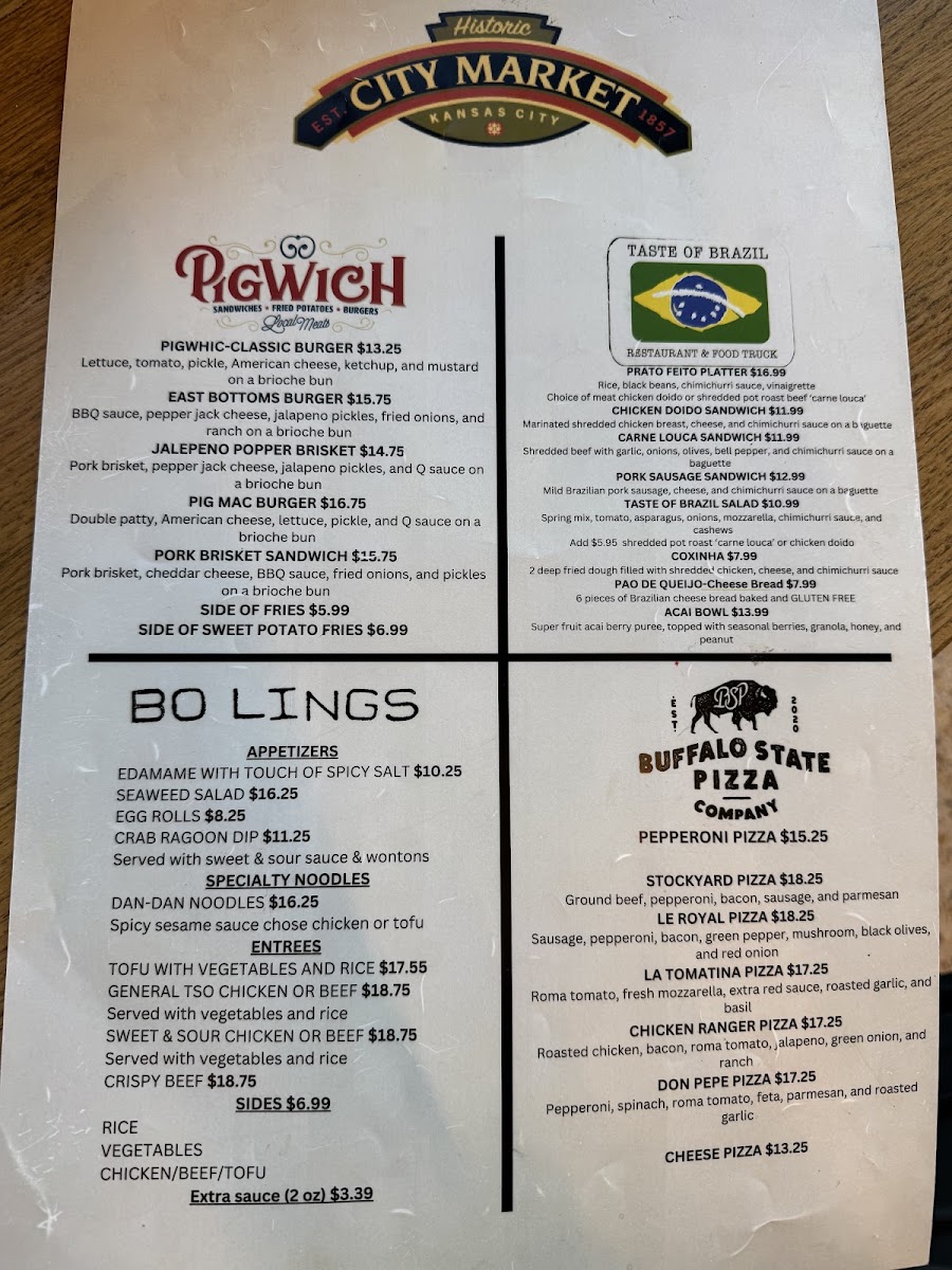 City Market Food Hall menu board