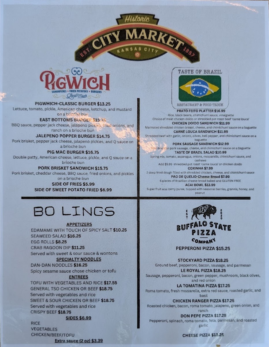 City Market Food Hall menu board