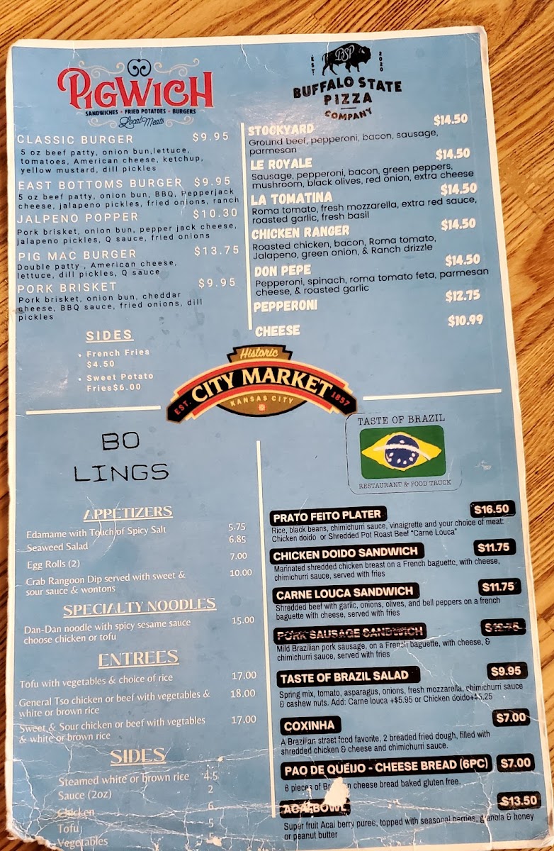 City Market Food Hall menu board