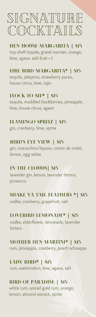 Hen House of Bay St Louis menu board