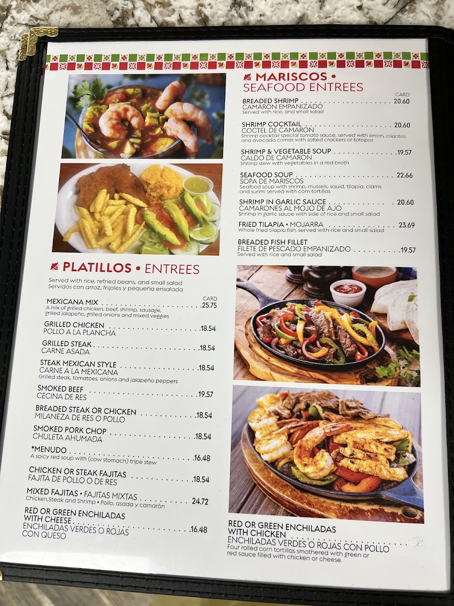 La Mexicana menu board