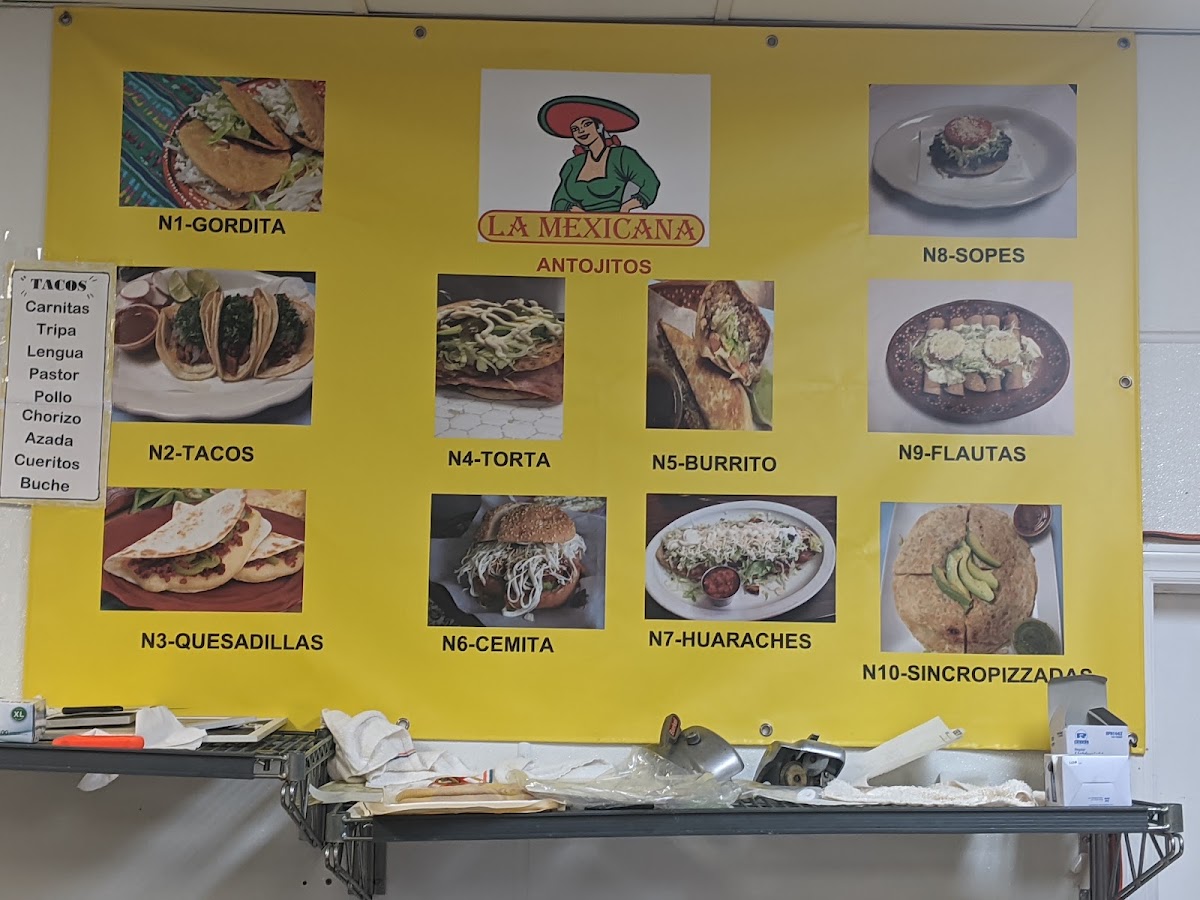 La Mexicana menu board