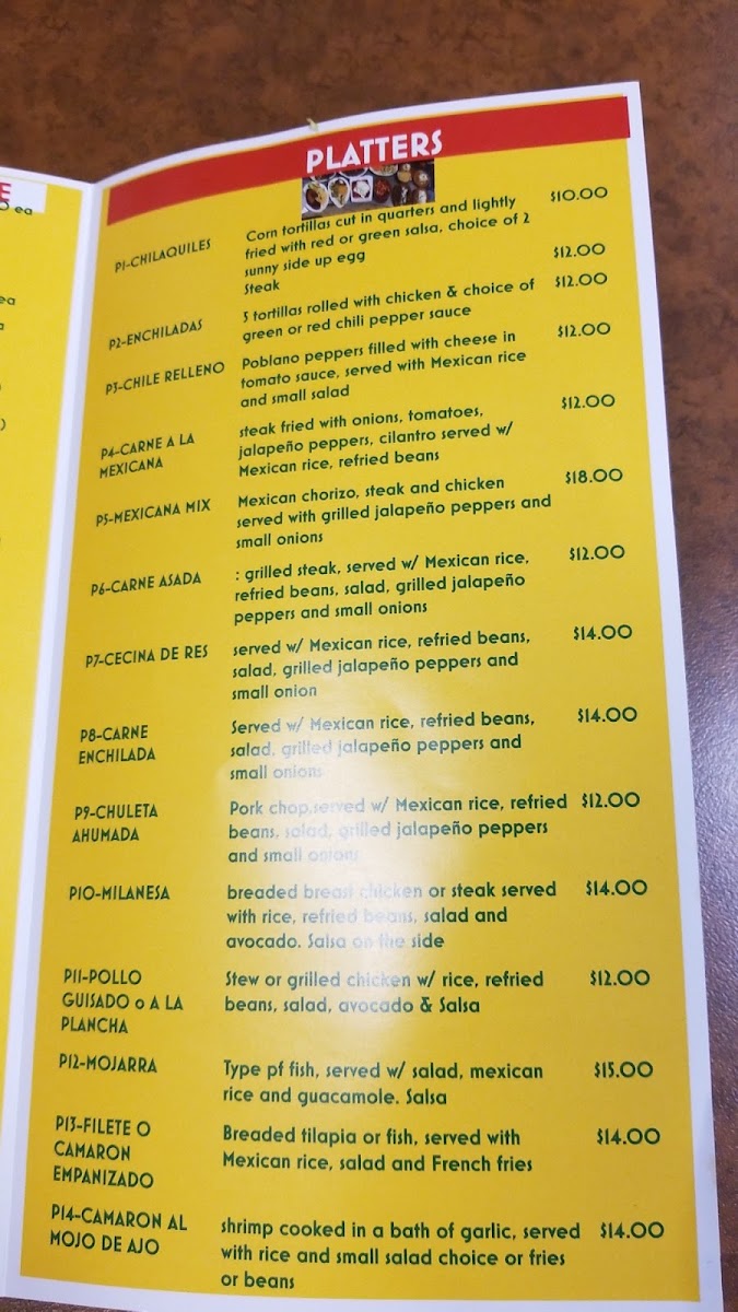 La Mexicana menu board