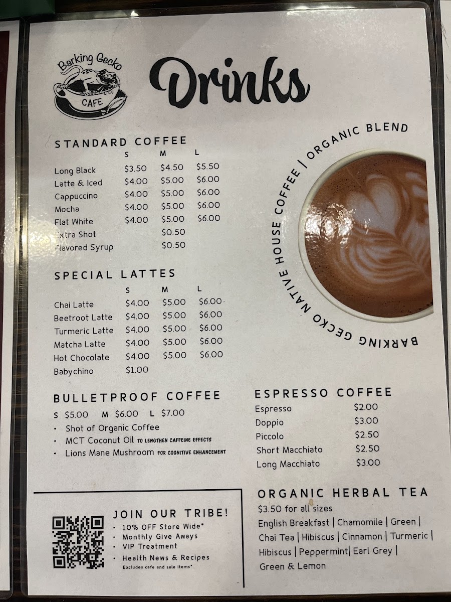 The Greenlife Cafe menu board