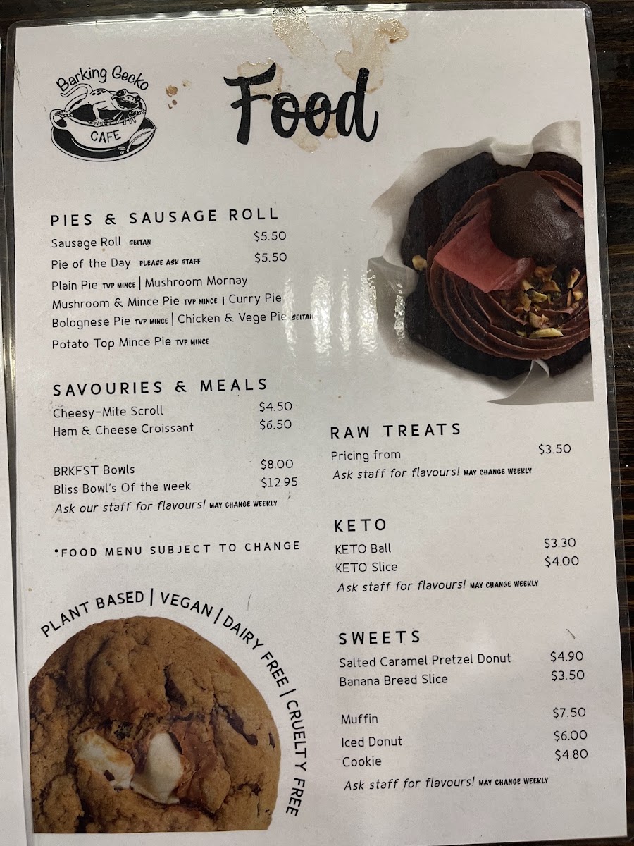 The Greenlife Cafe menu board