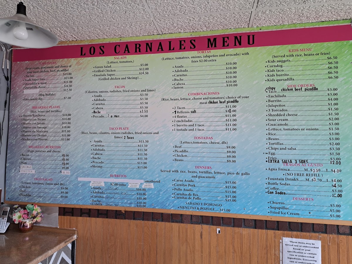Los Carnales menu board