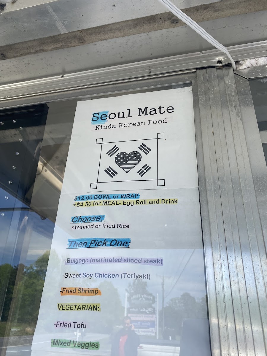 Seoul Mate menu board