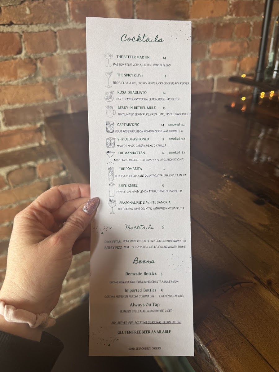 B.I.B - Better in Bethel Restaurant menu board