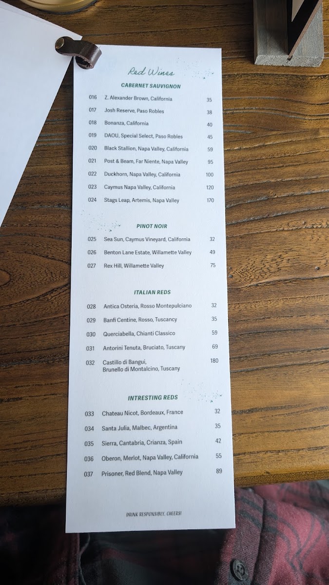 B.I.B - Better in Bethel Restaurant menu board
