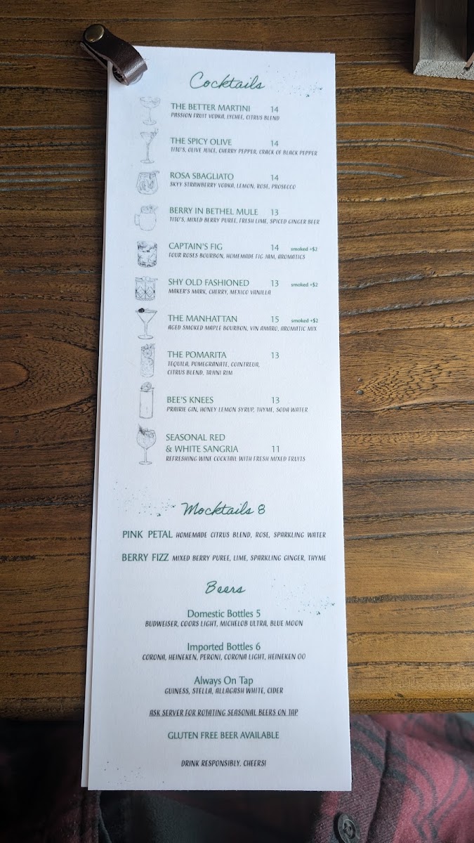 B.I.B - Better in Bethel Restaurant menu board