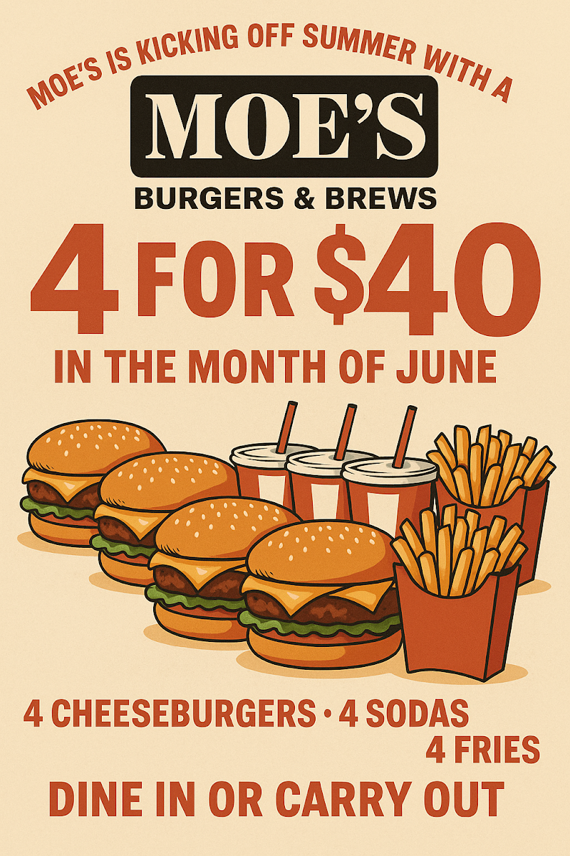 Moe's Burgers & Brews menu board