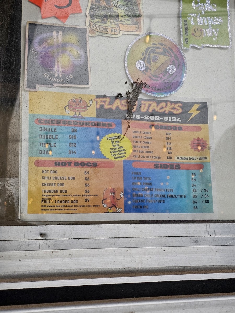 Jacks Backstage menu board