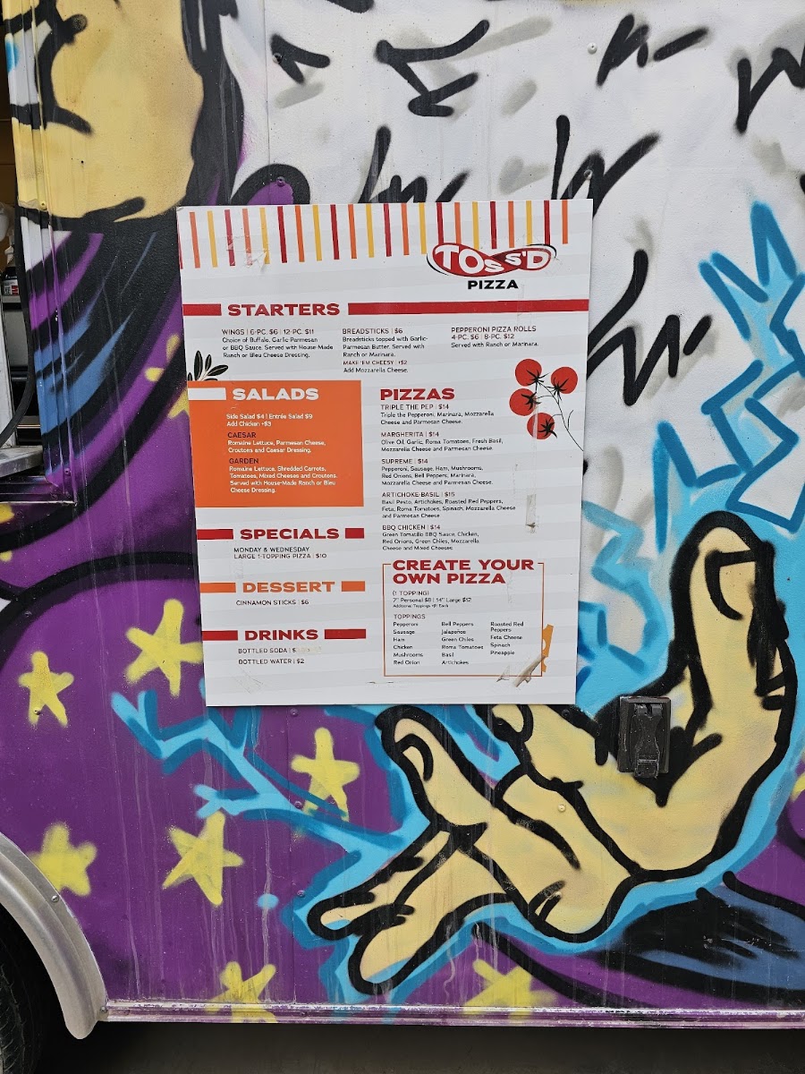 Jacks Backstage menu board