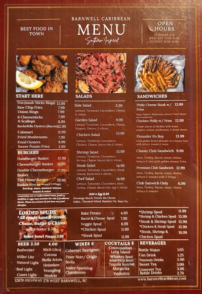 Barnwell Caribbean menu board
