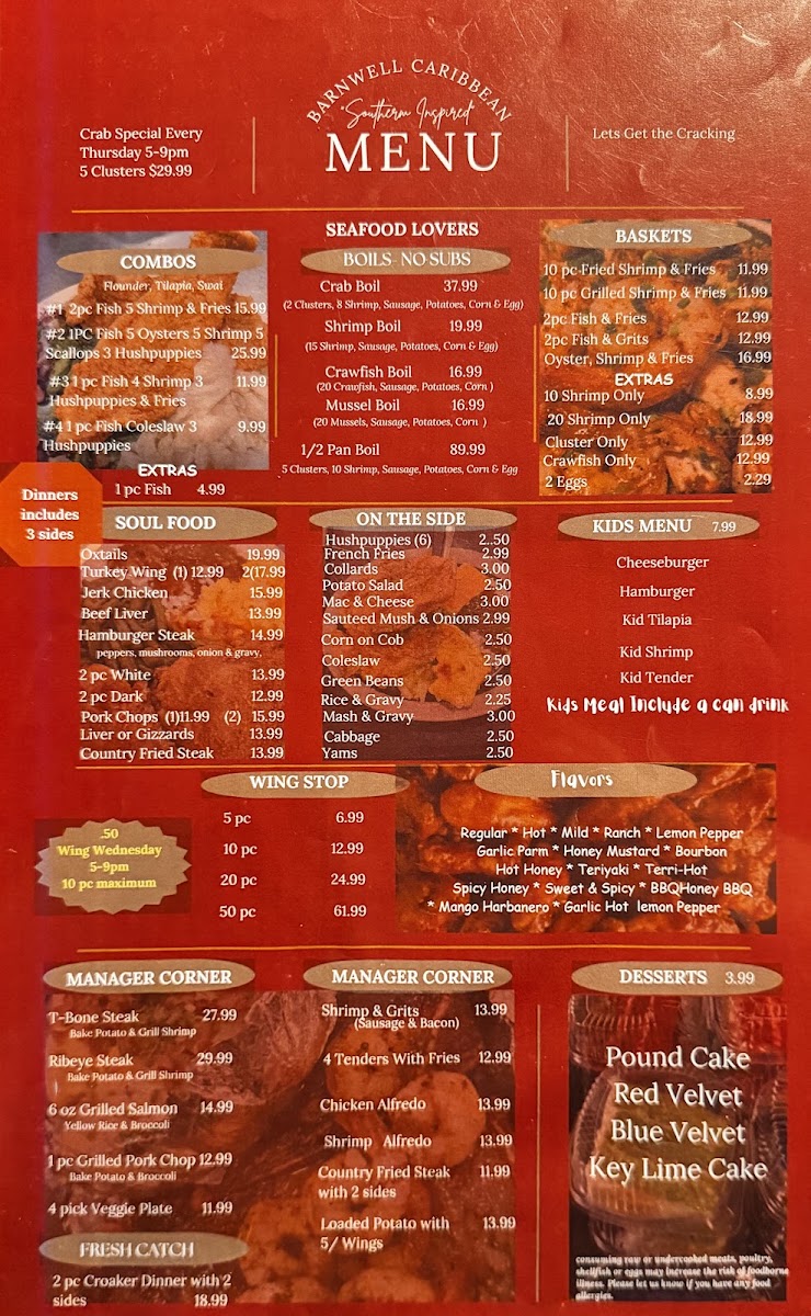 Barnwell Caribbean menu board