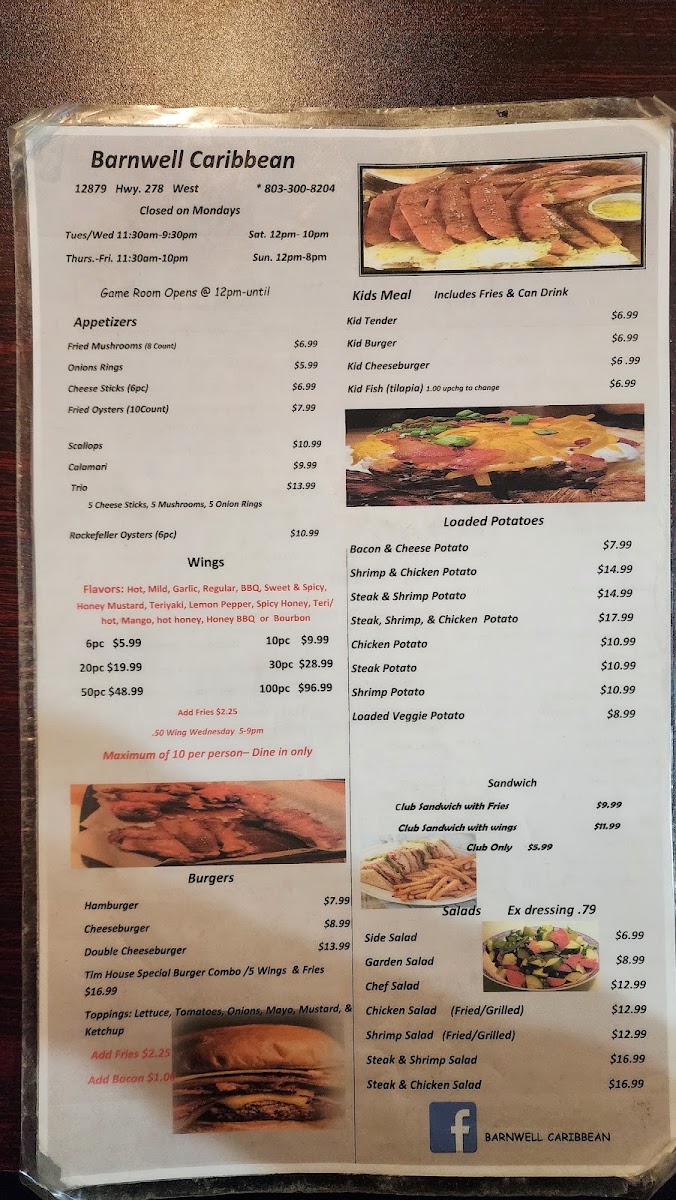 Barnwell Caribbean menu board