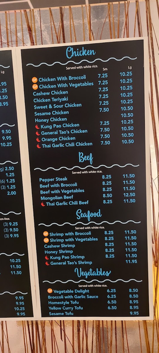 Mr. Wok menu board
