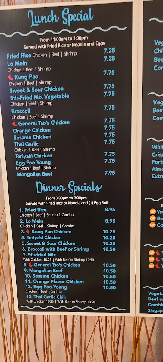 Mr. Wok menu board
