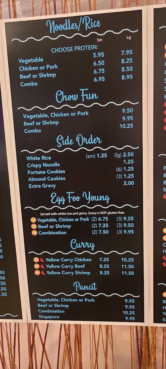 Mr. Wok menu board