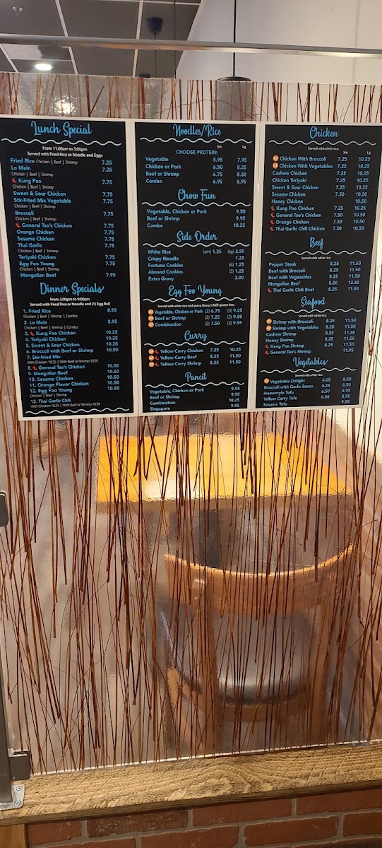 Mr. Wok menu board