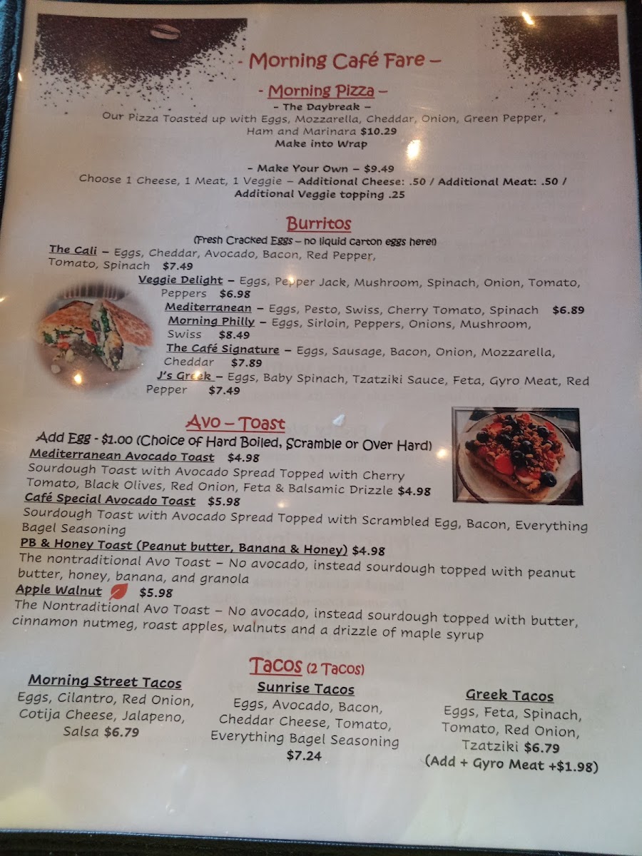 T.A.P. CAFE menu board