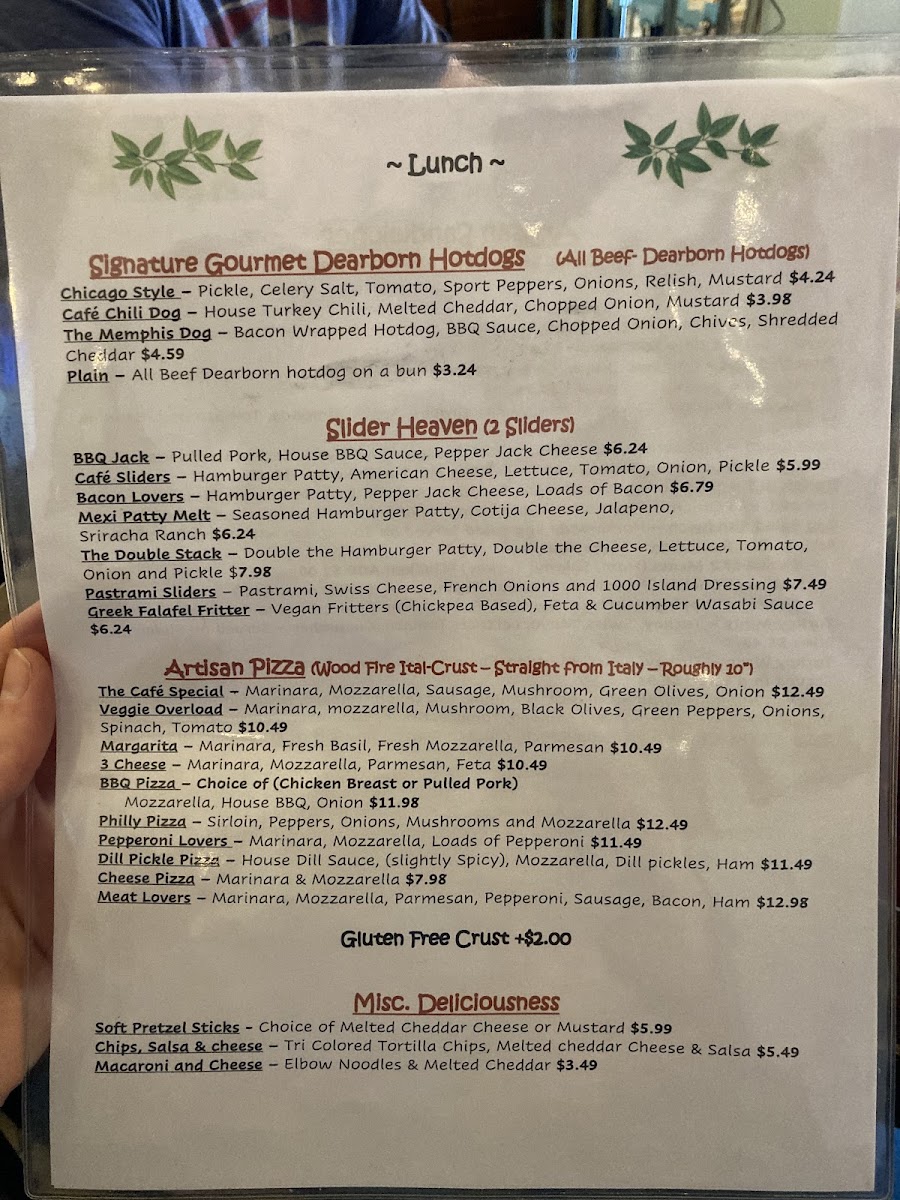 T.A.P. CAFE menu board