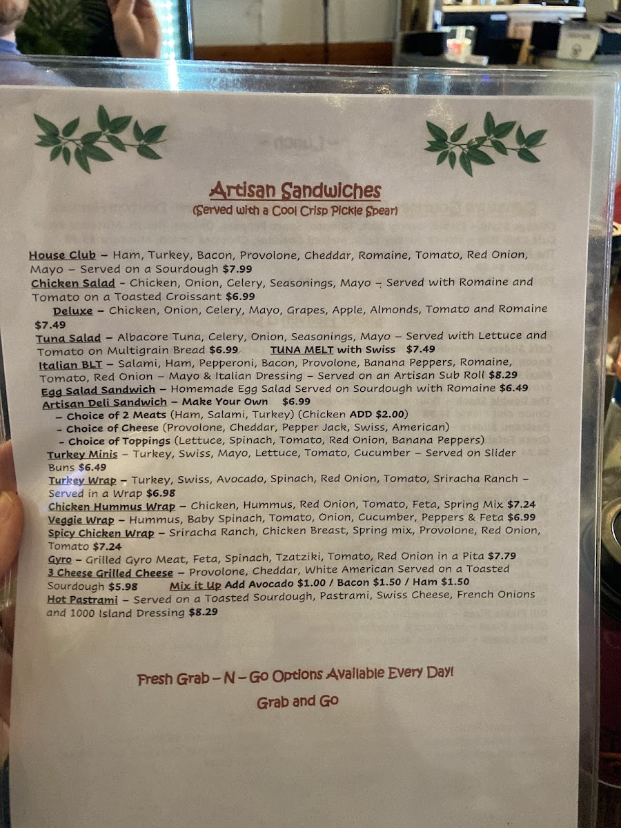 T.A.P. CAFE menu board