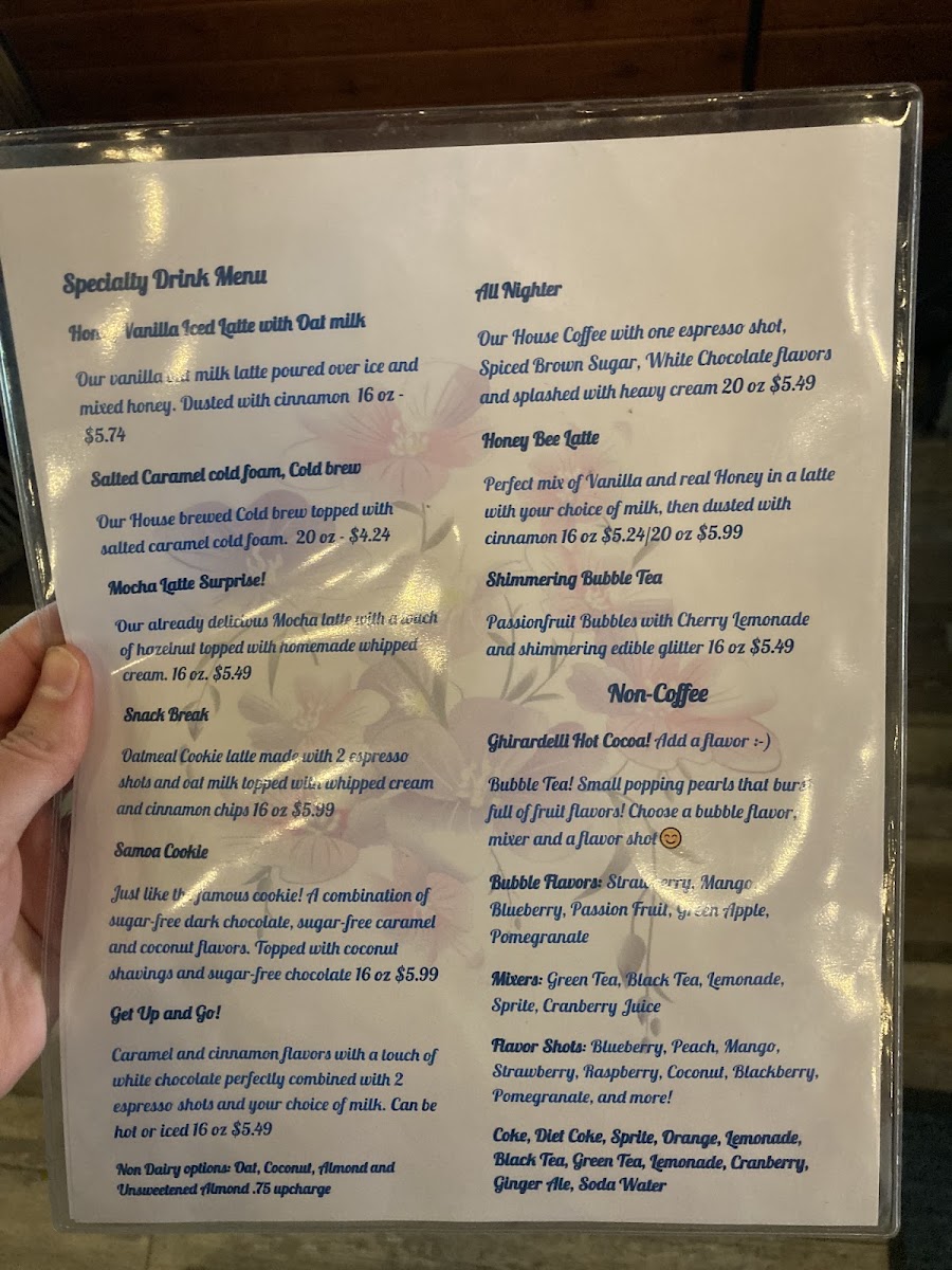 T.A.P. CAFE menu board