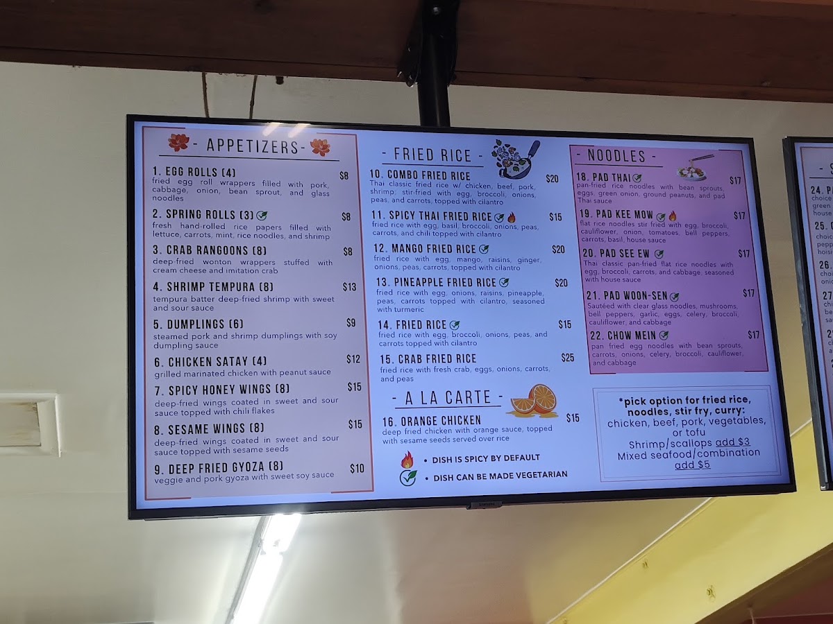 Kim's Thai Kitchen menu board