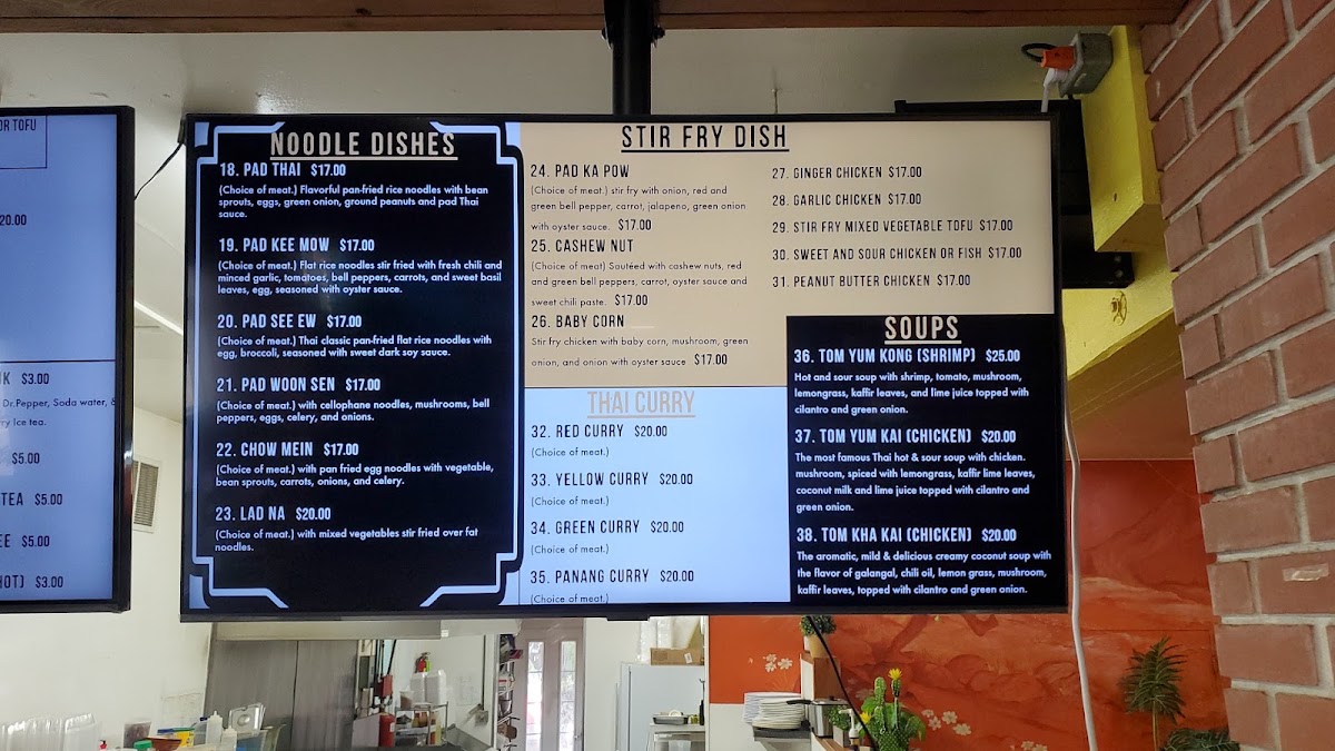 Kim's Thai Kitchen menu board