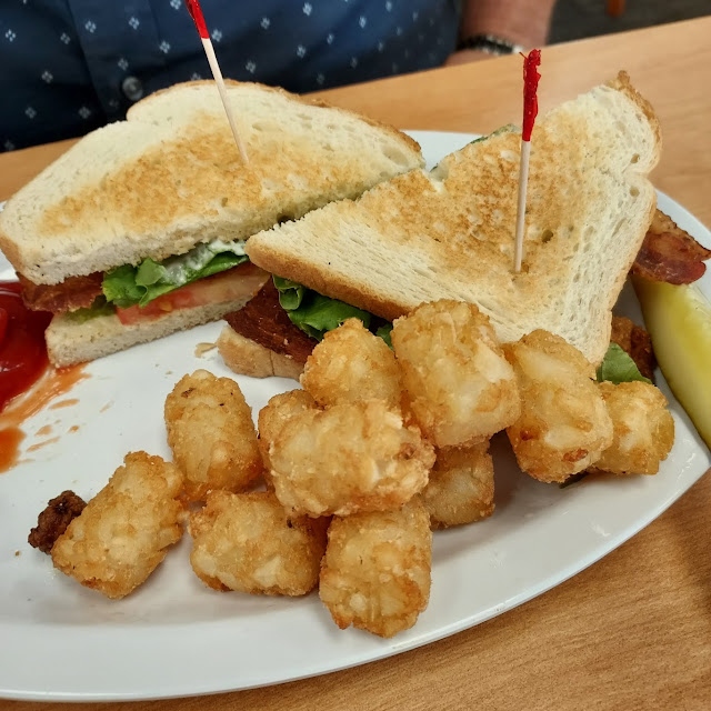 blt Club Sandwich and Tator Tots