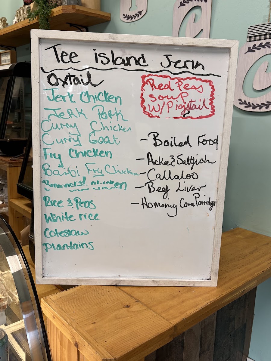 Tee Island Jerk menu board